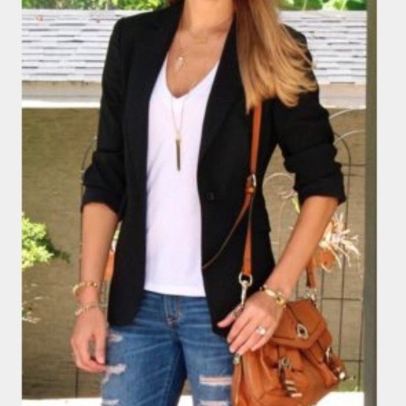 CAbi Jackets & Blazers - CAbi Style #353 Black One Button Knit Blazer